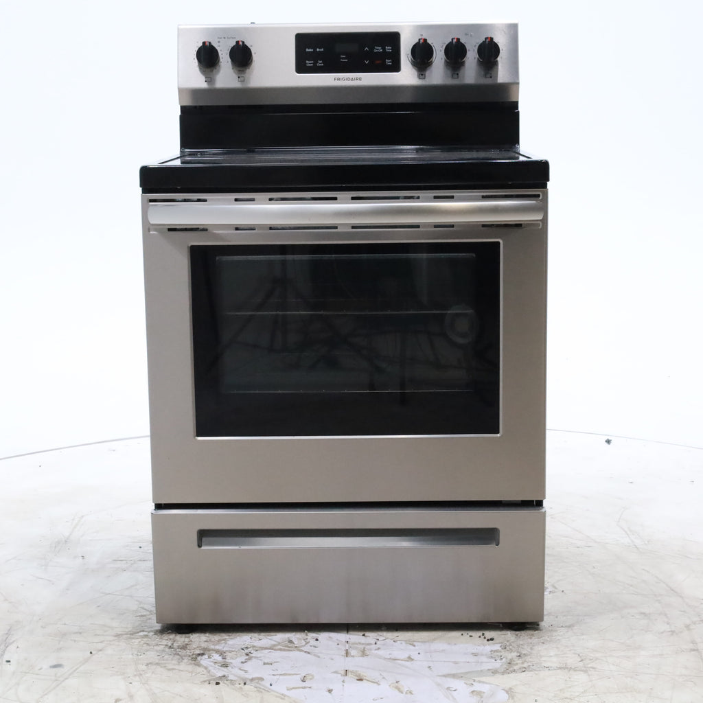 Pictures of Fingerprint Resistant Stainless Steel Frigidaire 30-in Glass Top 5 Elements 5.4-cu ft Steam Cleaning Freestanding Electric Range  - Certified Refurbished - Neu Appliance Outlet - Discount Appliance Outlet in Austin, Tx