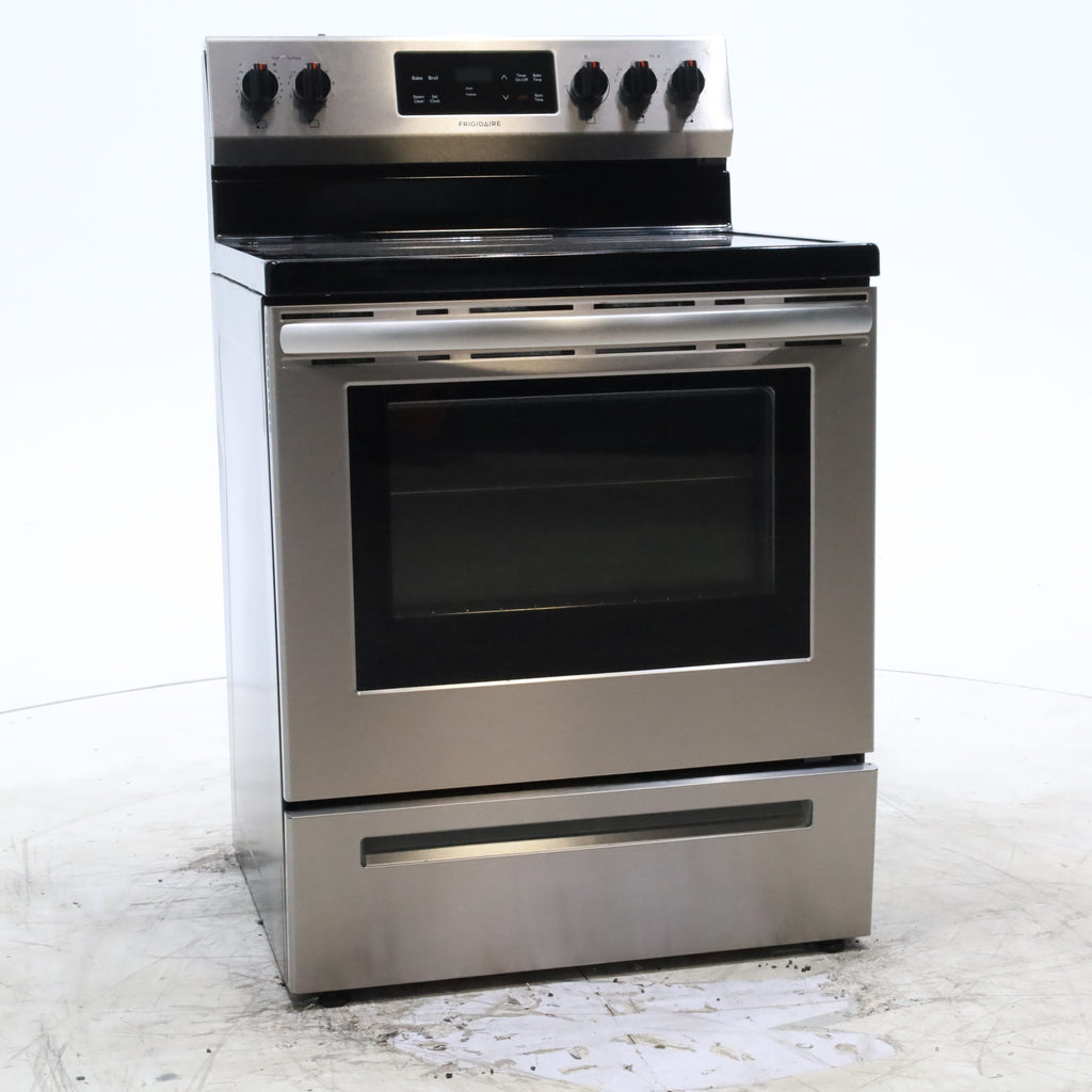 Pictures of Fingerprint Resistant Stainless Steel Frigidaire 30-in Glass Top 5 Elements 5.4-cu ft Steam Cleaning Freestanding Electric Range  - Certified Refurbished - Neu Appliance Outlet - Discount Appliance Outlet in Austin, Tx
