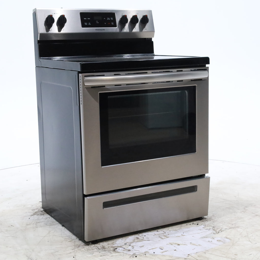 Pictures of Fingerprint Resistant Stainless Steel Frigidaire 30-in Glass Top 5 Elements 5.4-cu ft Steam Cleaning Freestanding Electric Range  - Certified Refurbished - Neu Appliance Outlet - Discount Appliance Outlet in Austin, Tx