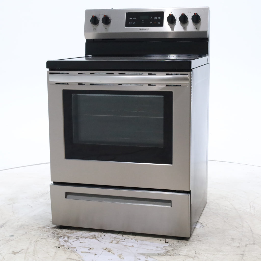 Pictures of Fingerprint Resistant Stainless Steel Frigidaire 30-in Glass Top 5 Elements 5.4-cu ft Steam Cleaning Freestanding Electric Range  - Certified Refurbished - Neu Appliance Outlet - Discount Appliance Outlet in Austin, Tx