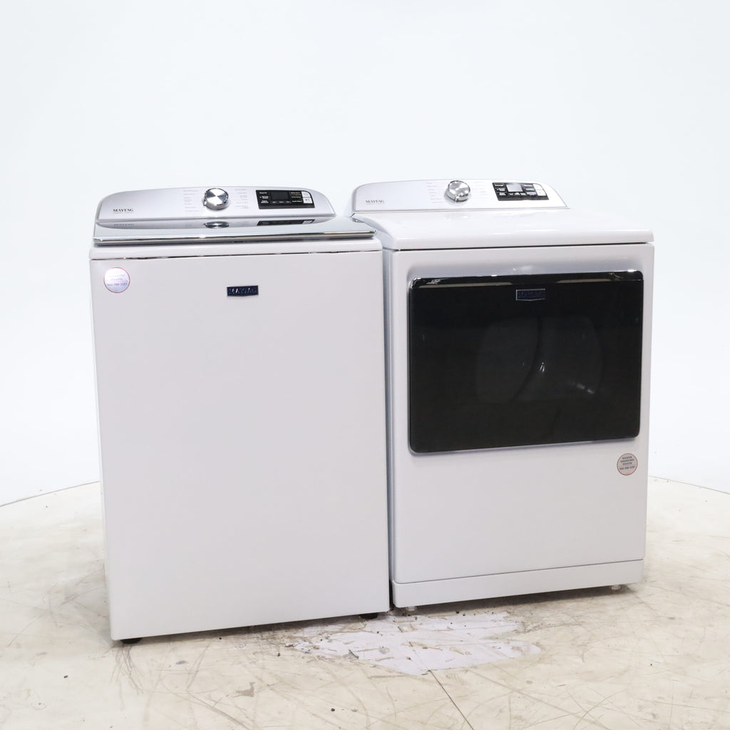 Pictures of Maytag ENERGY STAR 5.2 cu. ft. Top Load Agitator Washing Machine with Extra Power Button and ENERGY STAR Maytag Smart Capable 7.4 cu. ft. Electric Steam Dryer with Extra Power Button - Open Box - Neu Appliance Outlet - Discount Appliance Outlet in Austin, Tx