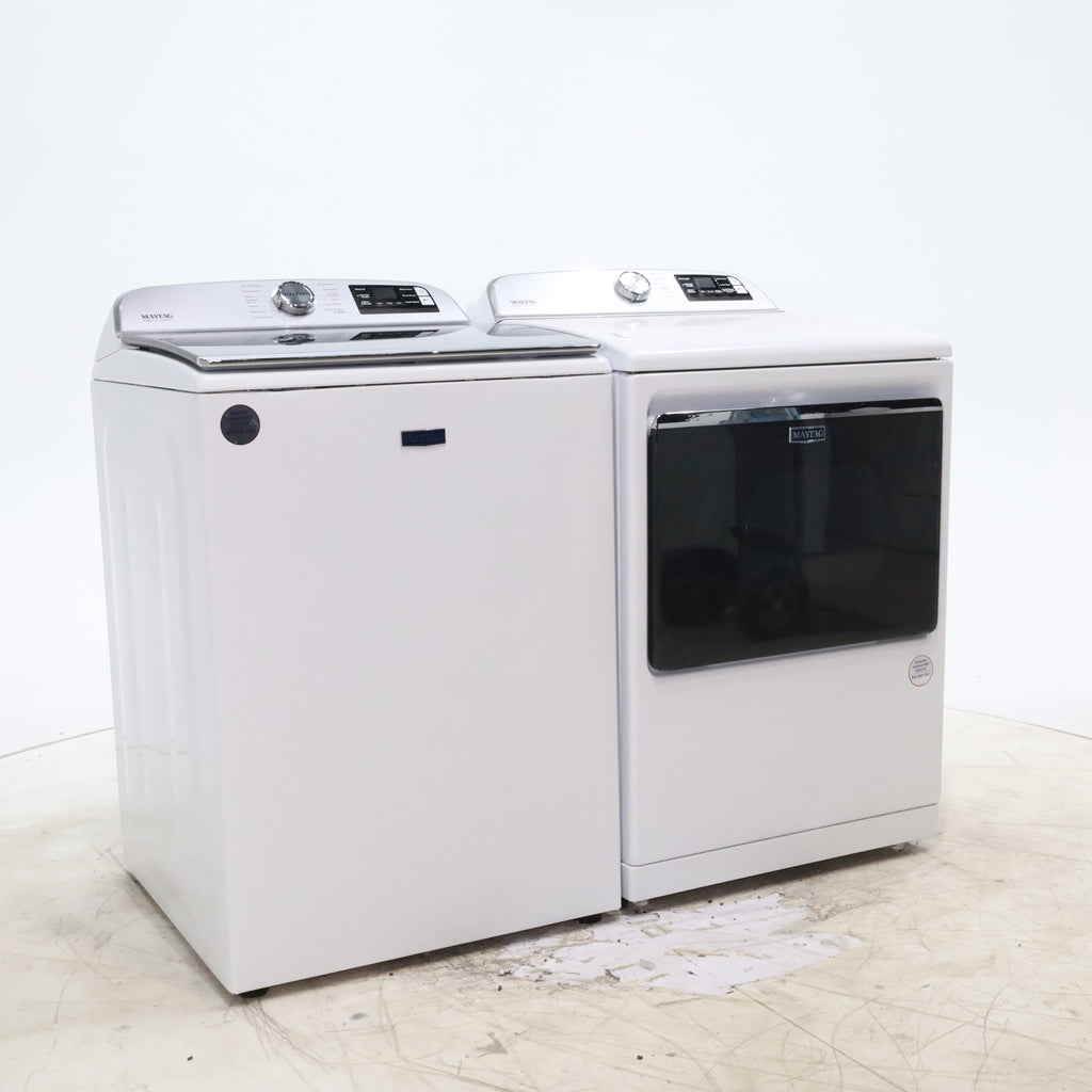 Pictures of Maytag ENERGY STAR 5.2 cu. ft. Top Load Agitator Washing Machine with Extra Power Button and ENERGY STAR Maytag Smart Capable 7.4 cu. ft. Electric Steam Dryer with Extra Power Button - Open Box - Neu Appliance Outlet - Discount Appliance Outlet in Austin, Tx