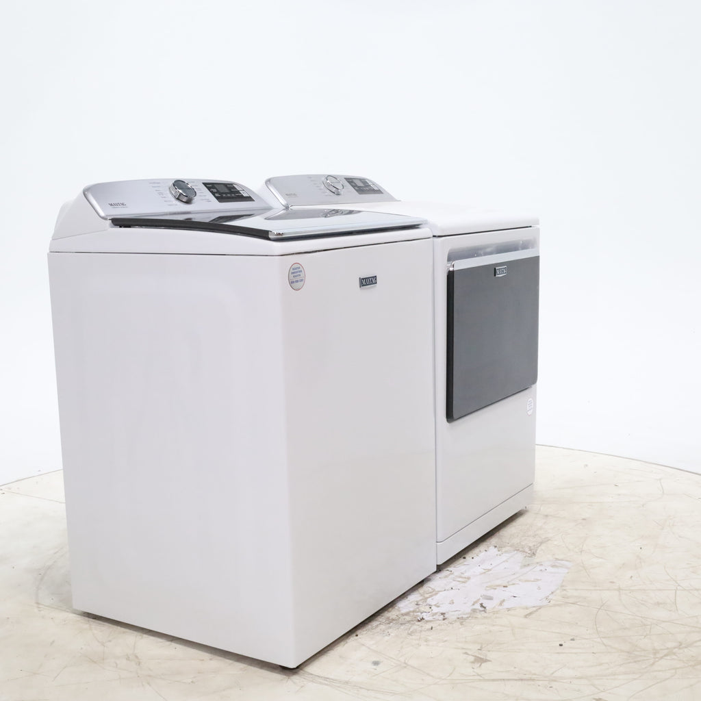 Pictures of Maytag ENERGY STAR 5.2 cu. ft. Top Load Agitator Washing Machine with Extra Power Button and ENERGY STAR Maytag Smart Capable 7.4 cu. ft. Electric Steam Dryer with Extra Power Button - Open Box - Neu Appliance Outlet - Discount Appliance Outlet in Austin, Tx