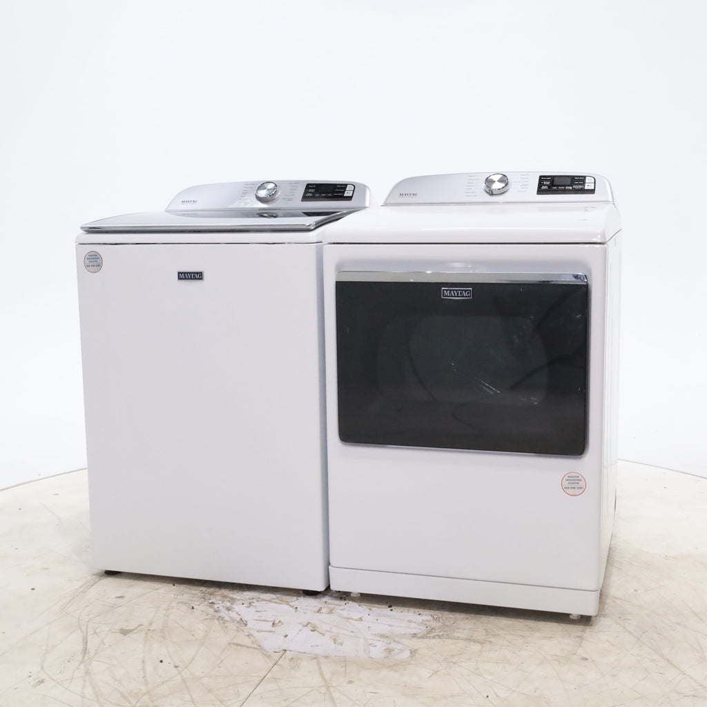 Pictures of Maytag ENERGY STAR 5.2 cu. ft. Top Load Agitator Washing Machine with Extra Power Button and ENERGY STAR Maytag Smart Capable 7.4 cu. ft. Electric Steam Dryer with Extra Power Button - Open Box - Neu Appliance Outlet - Discount Appliance Outlet in Austin, Tx