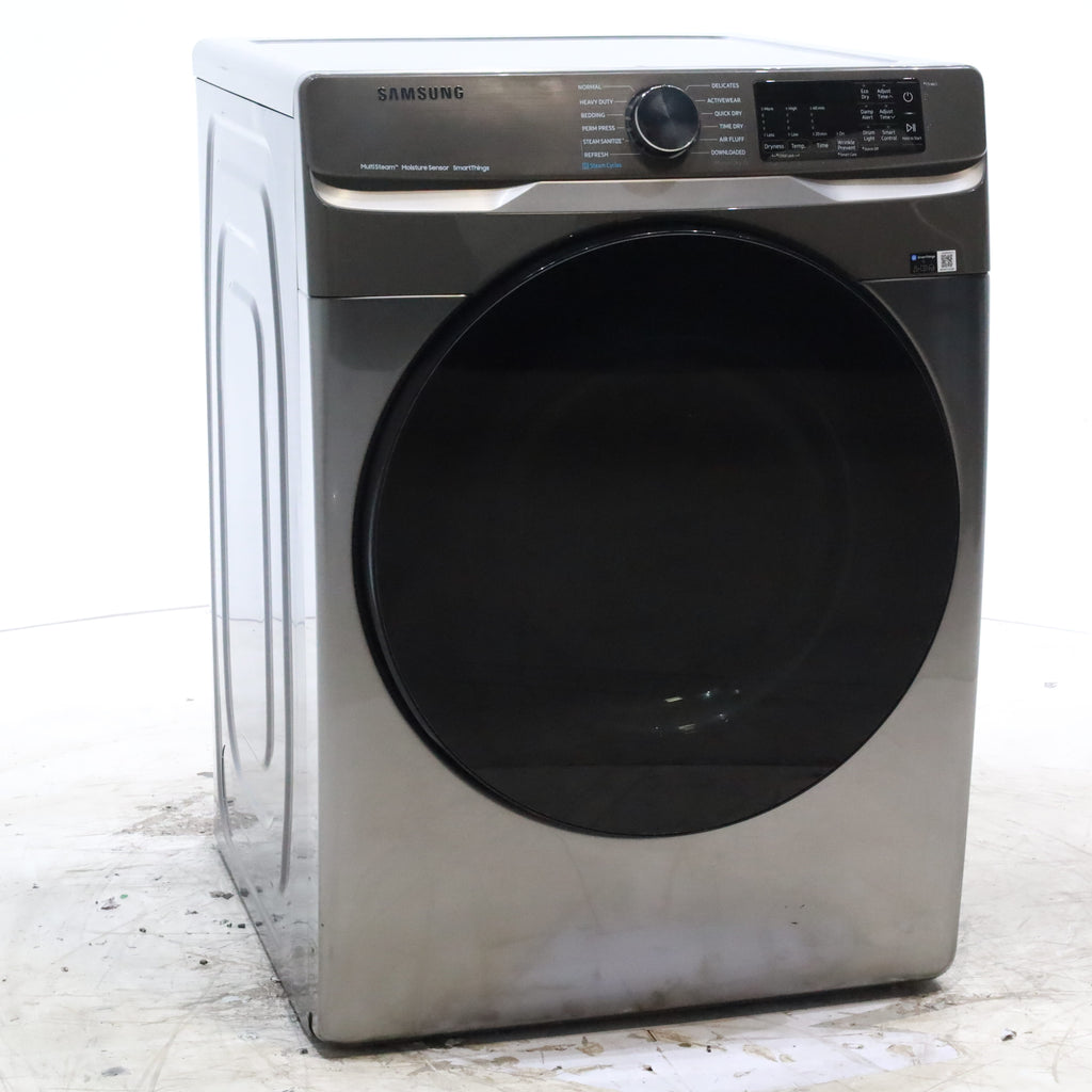 Pictures of Platinum Samsung 7.5 cu. ft. Front Load Electric Dryer with Steam- Scratch & Dent - Minor - Neu Appliance Outlet - Discount Appliance Outlet in Austin, Tx
