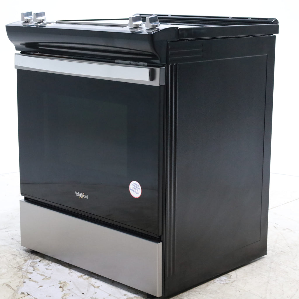 Pictures of Fingerprint Resistant Stainless Steel Whirlpool 30" Glass Top 4 Burners 4.8-cu ft Self-Cleaning Slide-in Electric Range  - Scratch & Dent - Minor - Neu Appliance Outlet - Discount Appliance Outlet in Austin, Tx
