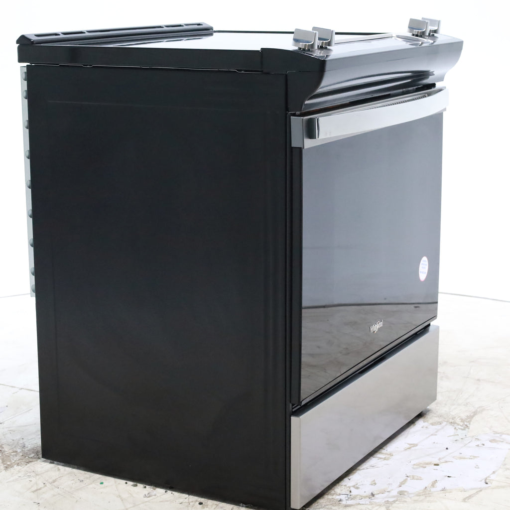 Pictures of Fingerprint Resistant Stainless Steel Whirlpool 30" Glass Top 4 Burners 4.8-cu ft Self-Cleaning Slide-in Electric Range  - Scratch & Dent - Minor - Neu Appliance Outlet - Discount Appliance Outlet in Austin, Tx