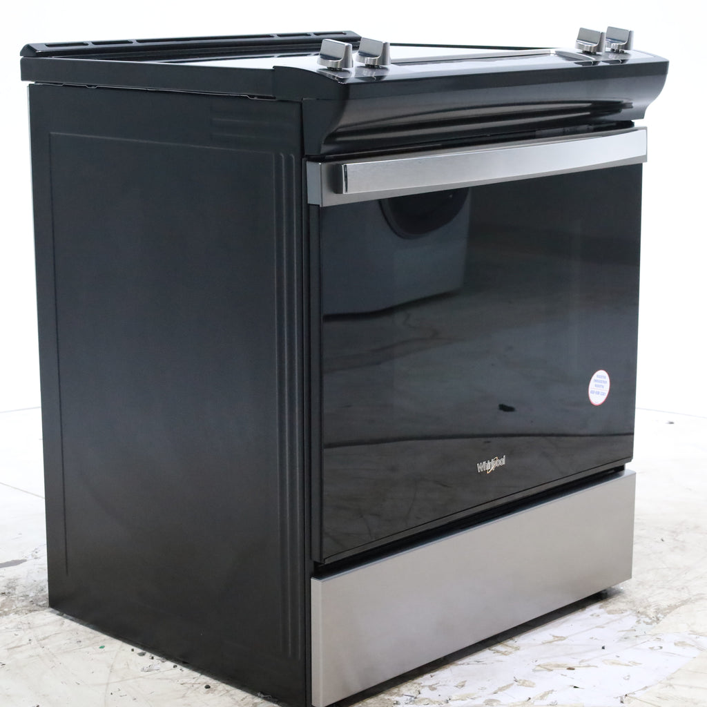 Pictures of Fingerprint Resistant Stainless Steel Whirlpool 30" Glass Top 4 Burners 4.8-cu ft Self-Cleaning Slide-in Electric Range  - Scratch & Dent - Minor - Neu Appliance Outlet - Discount Appliance Outlet in Austin, Tx