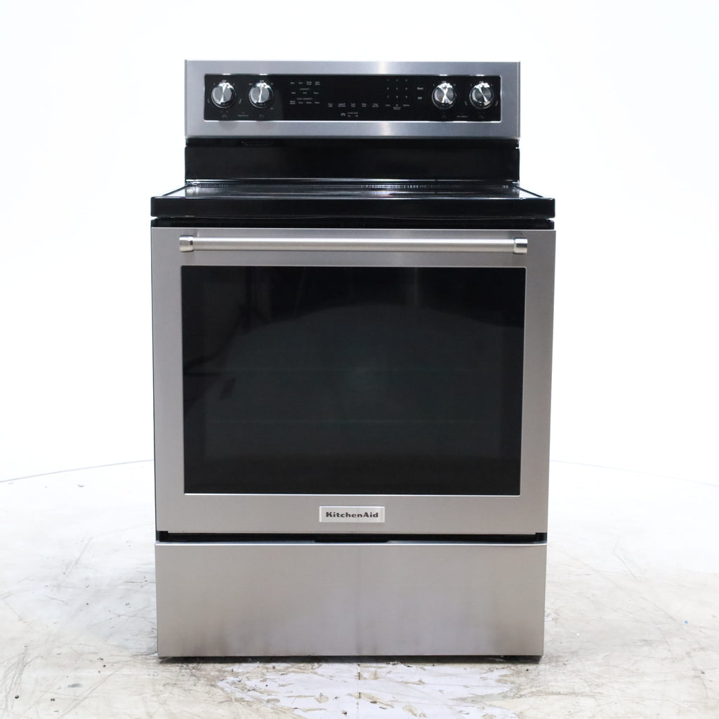 Pictures of KitchenAid 30-Inch 5 Element 6.4 Cu Ft. Capacity Electric Convection Range with PrintShield™ Finish and Even-Heat™ True Convection - Scratch & Dent - Minor - Neu Appliance Outlet - Discount Appliance Outlet in Austin, Tx