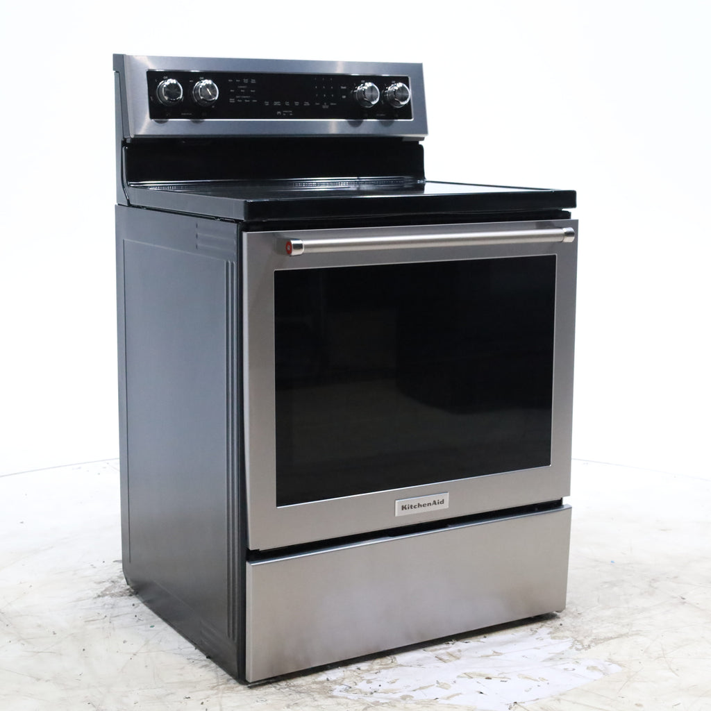 Pictures of KitchenAid 30-Inch 5 Element 6.4 Cu Ft. Capacity Electric Convection Range with PrintShield™ Finish and Even-Heat™ True Convection - Scratch & Dent - Minor - Neu Appliance Outlet - Discount Appliance Outlet in Austin, Tx