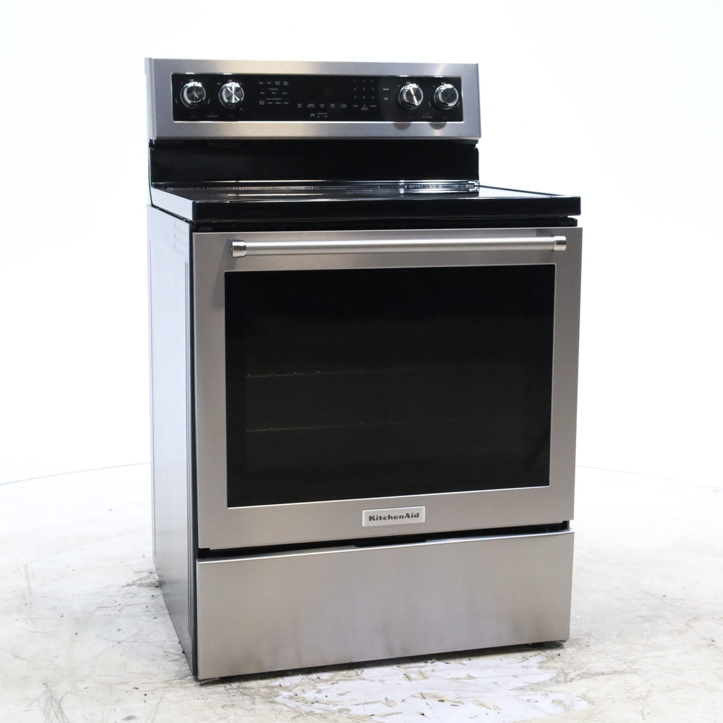 Pictures of KitchenAid 30-Inch 5 Element 6.4 Cu Ft. Capacity Electric Convection Range with PrintShield™ Finish and Even-Heat™ True Convection - Scratch & Dent - Minor - Neu Appliance Outlet - Discount Appliance Outlet in Austin, Tx