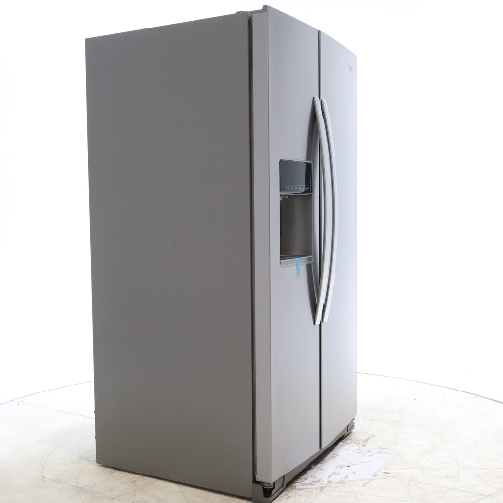 Pictures of Fingerprint-Resistant Stainless Steel Whirlpool 28.49 cu. ft. Side by Side Refrigerator with In Door Ice and Water Dispenser - Scratch & Dent - Minor - Neu Appliance Outlet - Discount Appliance Outlet in Austin, Tx