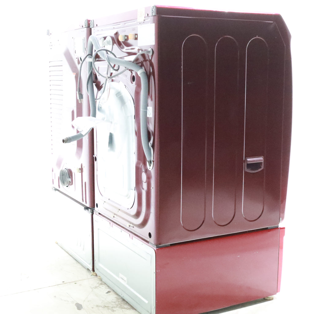 Pictures of Merlot Samsung Frontload ENERGY STAR 4.2 cu ft Washer on Pedestals with Steam Wash and Merlot Samsung Frontload Electric Dryer on Pedestals - Certified Refurbished - Neu Appliance Outlet - Discount Appliance Outlet in Austin, Tx