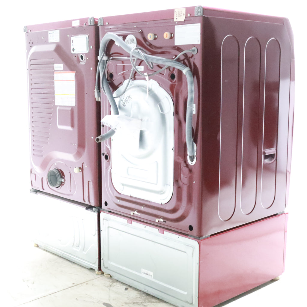 Pictures of Merlot Samsung Frontload ENERGY STAR 4.2 cu ft Washer on Pedestals with Steam Wash and Merlot Samsung Frontload Electric Dryer on Pedestals - Certified Refurbished - Neu Appliance Outlet - Discount Appliance Outlet in Austin, Tx