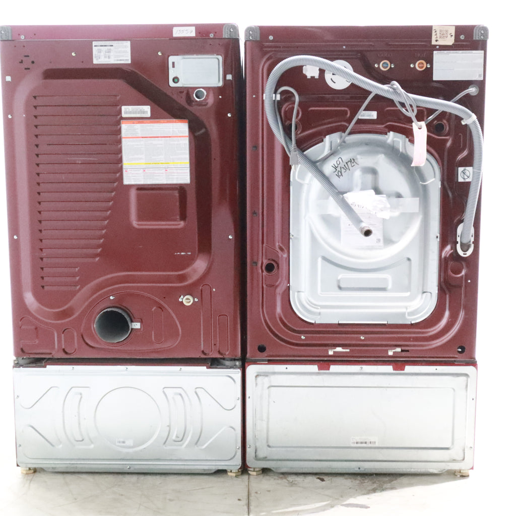 Pictures of Merlot Samsung Frontload ENERGY STAR 4.2 cu ft Washer on Pedestals with Steam Wash and Merlot Samsung Frontload Electric Dryer on Pedestals - Certified Refurbished - Neu Appliance Outlet - Discount Appliance Outlet in Austin, Tx
