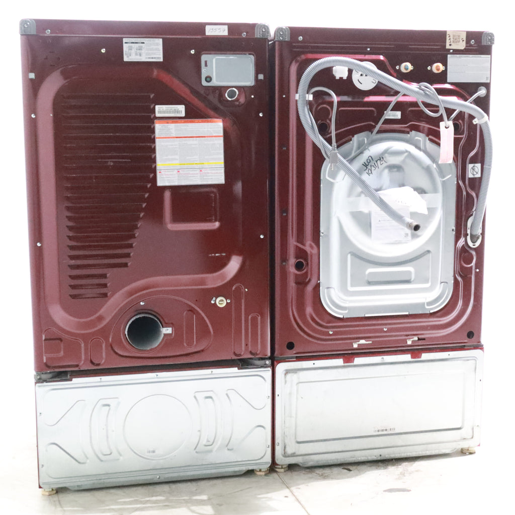 Pictures of Merlot Samsung Frontload ENERGY STAR 4.2 cu ft Washer on Pedestals with Steam Wash and Merlot Samsung Frontload Electric Dryer on Pedestals - Certified Refurbished - Neu Appliance Outlet - Discount Appliance Outlet in Austin, Tx