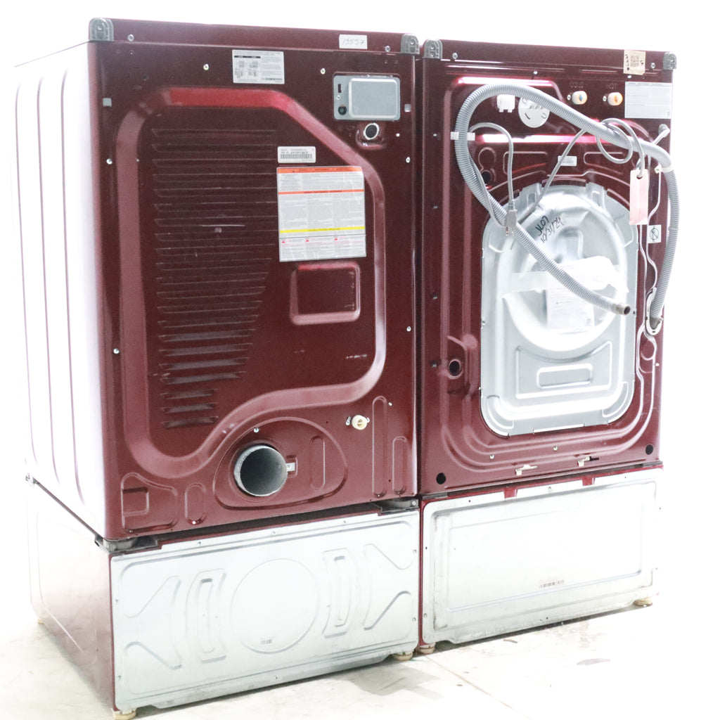 Pictures of Merlot Samsung Frontload ENERGY STAR 4.2 cu ft Washer on Pedestals with Steam Wash and Merlot Samsung Frontload Electric Dryer on Pedestals - Certified Refurbished - Neu Appliance Outlet - Discount Appliance Outlet in Austin, Tx