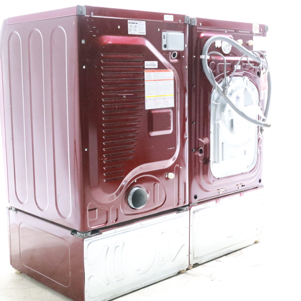 Pictures of Merlot Samsung Frontload ENERGY STAR 4.2 cu ft Washer on Pedestals with Steam Wash and Merlot Samsung Frontload Electric Dryer on Pedestals - Certified Refurbished - Neu Appliance Outlet - Discount Appliance Outlet in Austin, Tx