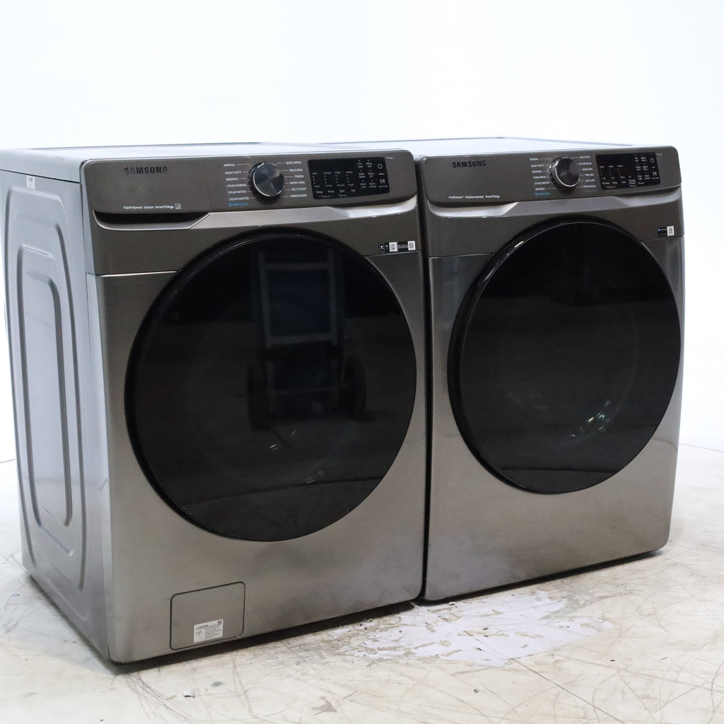 Pictures of Platinum ENERGY STAR Samsung 4.5 cu. ft. Front Load Washer with WiFi Connectivity and Platinum Samsung 7.5 cu. ft. Front Load Electric Dryer with Steam - Scratch and Dent - Minor - Neu Appliance Outlet - Discount Appliance Outlet in Austin, Tx