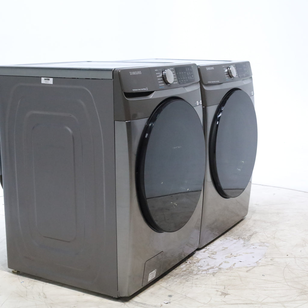 Platinum ENERGY STAR Samsung 4.5 cu. ft. Front Load Washer with WiFi Connectivity and Platinum Samsung 7.5 cu. ft. Front Load Electric Dryer with Steam - Scratch and Dent - Minor