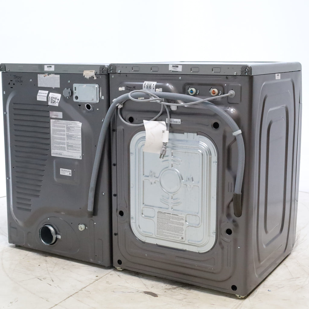 Platinum ENERGY STAR Samsung 4.5 cu. ft. Front Load Washer with WiFi Connectivity and Platinum Samsung 7.5 cu. ft. Front Load Electric Dryer with Steam - Scratch and Dent - Minor