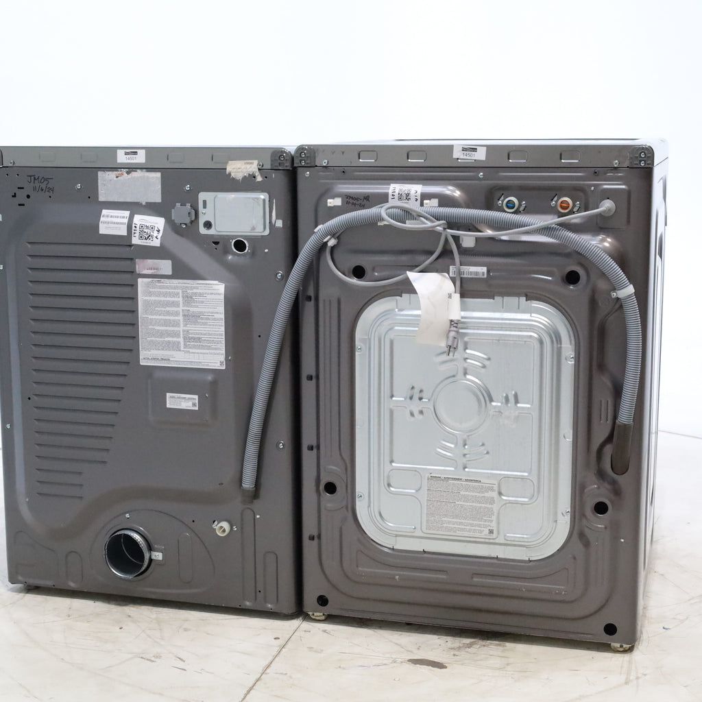 Platinum ENERGY STAR Samsung 4.5 cu. ft. Front Load Washer with WiFi Connectivity and Platinum Samsung 7.5 cu. ft. Front Load Electric Dryer with Steam - Scratch and Dent - Minor