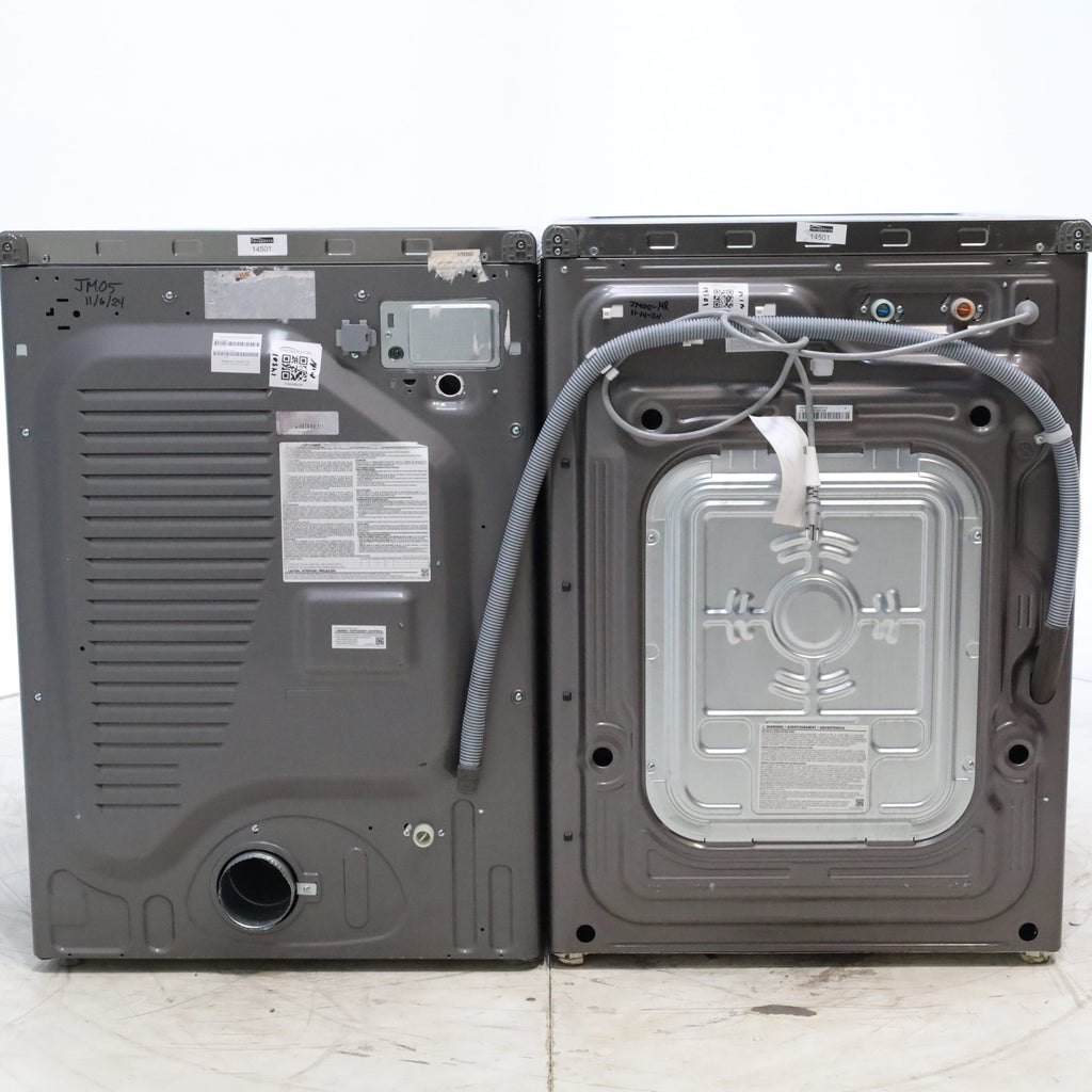 Platinum ENERGY STAR Samsung 4.5 cu. ft. Front Load Washer with WiFi Connectivity and Platinum Samsung 7.5 cu. ft. Front Load Electric Dryer with Steam - Scratch and Dent - Minor