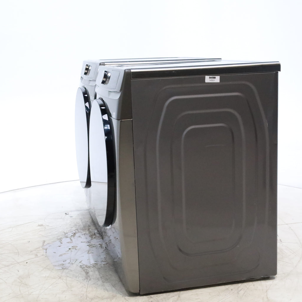 Platinum ENERGY STAR Samsung 4.5 cu. ft. Front Load Washer with WiFi Connectivity and Platinum Samsung 7.5 cu. ft. Front Load Electric Dryer with Steam - Scratch and Dent - Minor