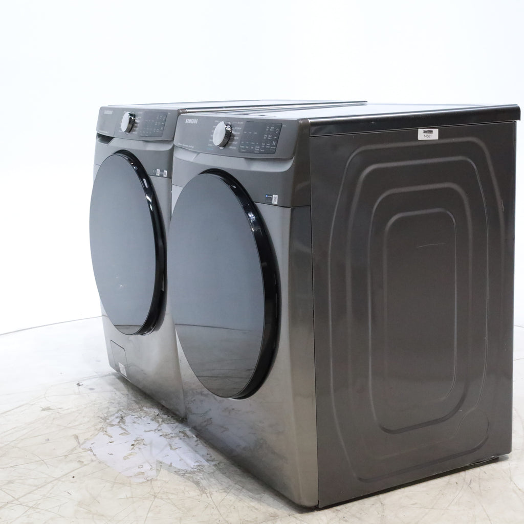 Platinum ENERGY STAR Samsung 4.5 cu. ft. Front Load Washer with WiFi Connectivity and Platinum Samsung 7.5 cu. ft. Front Load Electric Dryer with Steam - Scratch and Dent - Minor