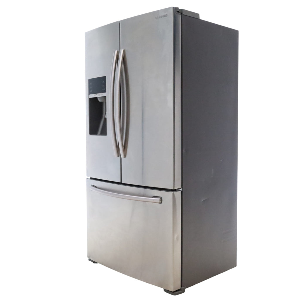 Counter Depth Stainless Steel ENERGY STAR Samsung 22.5 cu. ft. 3 Door French Door Refrigerator with Dual Ice Maker  - Certified Refurbished
