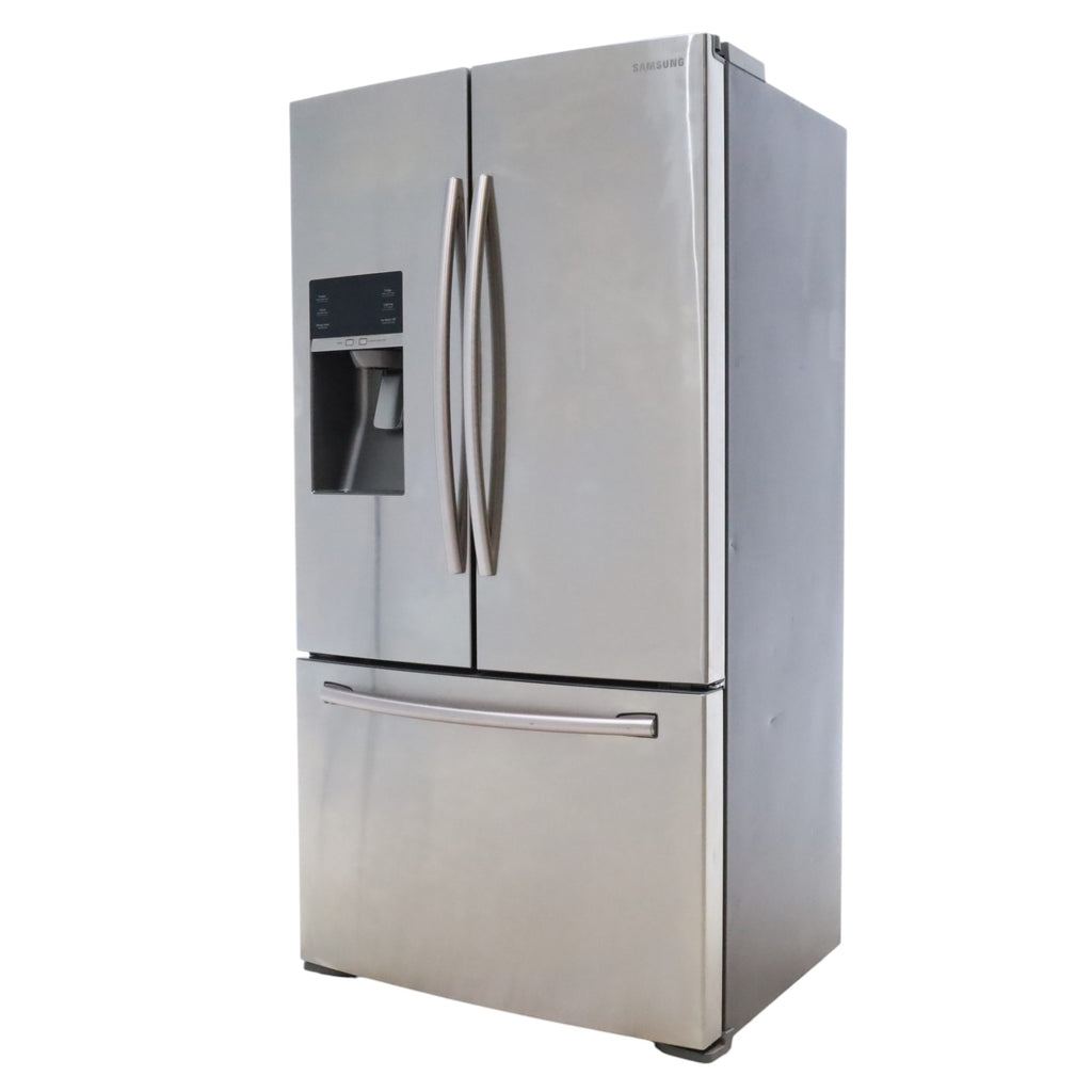 Counter Depth Stainless Steel ENERGY STAR Samsung 22.5 cu. ft. 3 Door French Door Refrigerator with Dual Ice Maker  - Certified Refurbished