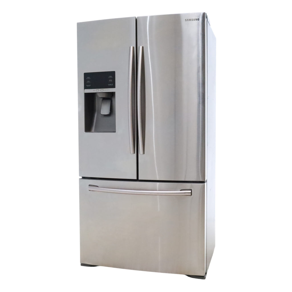 Counter Depth Stainless Steel ENERGY STAR Samsung 22.5 cu. ft. 3 Door French Door Refrigerator with Dual Ice Maker  - Certified Refurbished