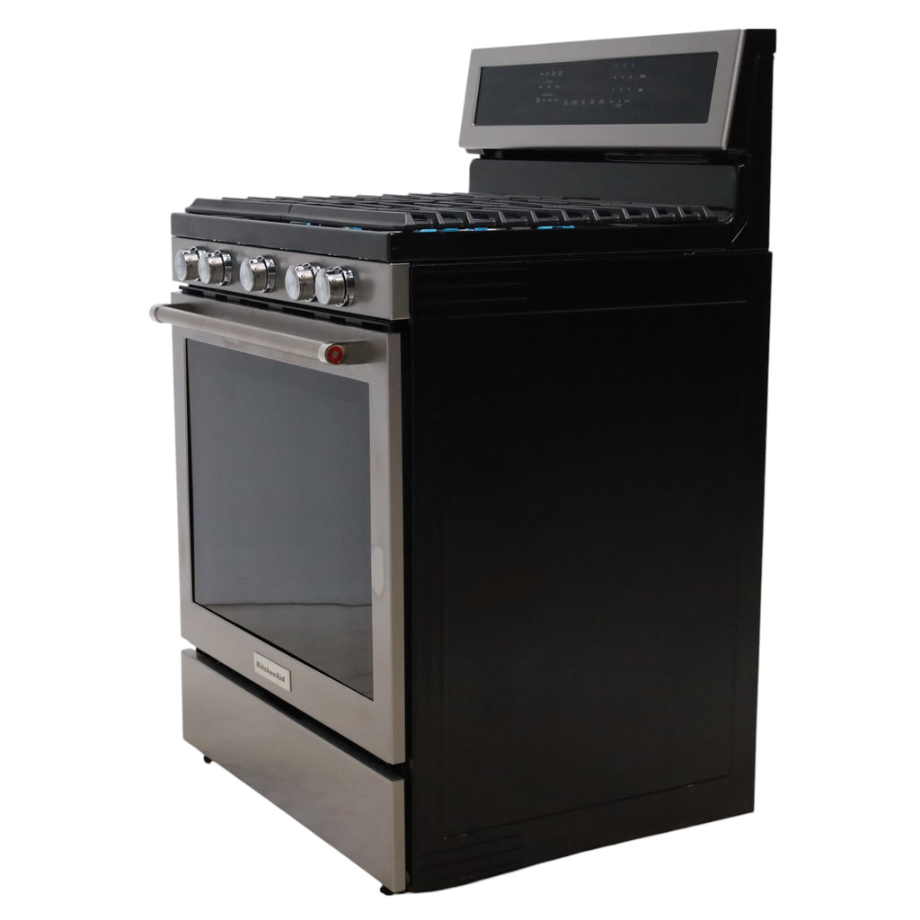 Pictures of Stainless Steel with Printshield Finish KitchenAid 30-in 5 Burners 5.8-cu ft Self-cleaning Convection Oven Freestanding Natural Gas Range - Open Box - Neu Appliance Outlet - Discount Appliance Outlet in Austin, Tx