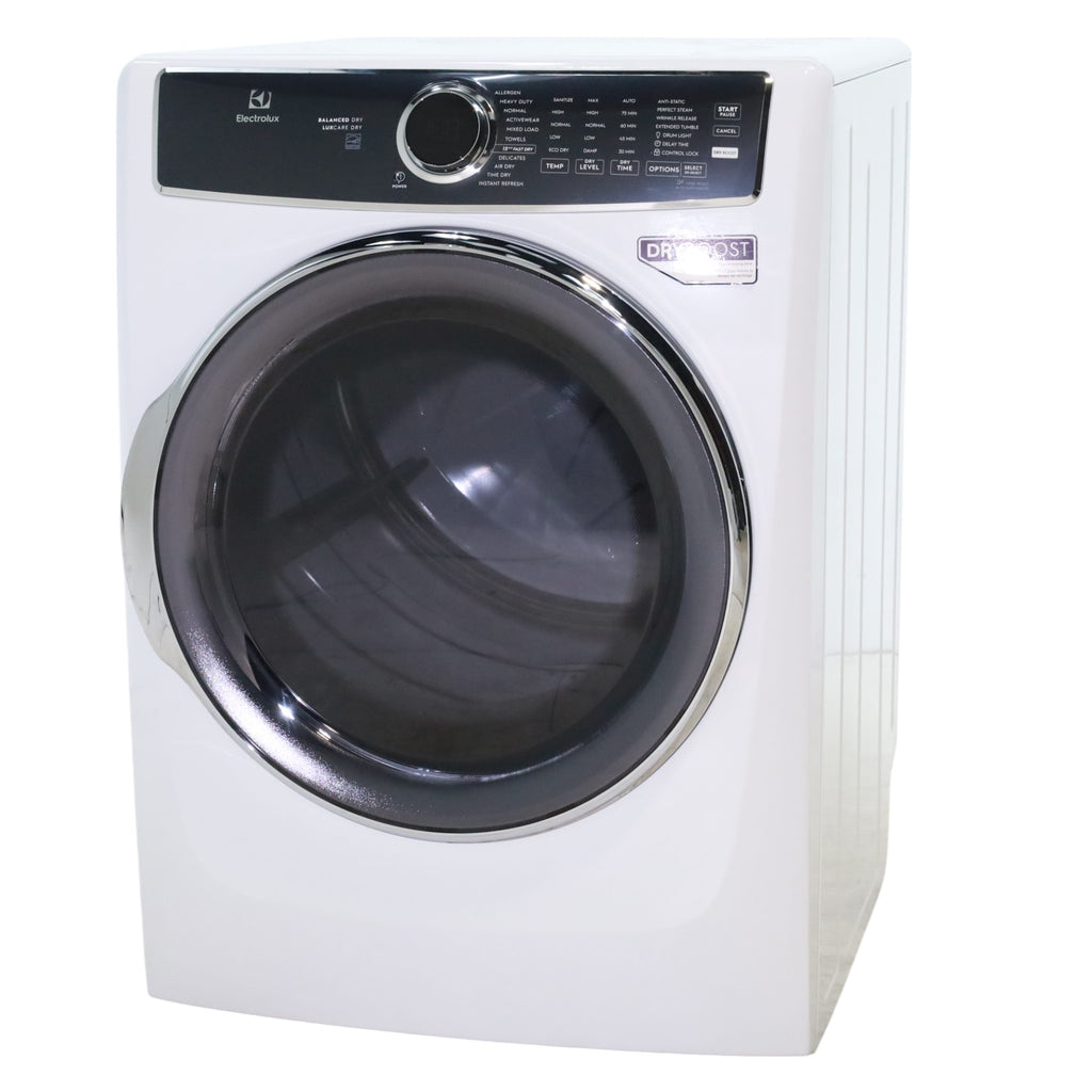 ENERGY STAR Electrolux 8.0 cu. ft. Front Load Electric Dryer with Perfect Steam  ELFE7637AW - Scratch & Dent - Minor