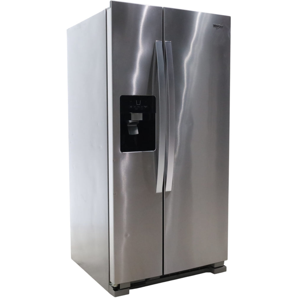 Pictures of 33 in. Wide Fingerprint-Resistant Stainless Steel Whirlpool 21.4 cu. ft. Side by Side Refrigerator with In Door Ice and Water Dispenser - Certified Refurbished - Neu Appliance Outlet - Discount Appliance Outlet in Austin, Tx