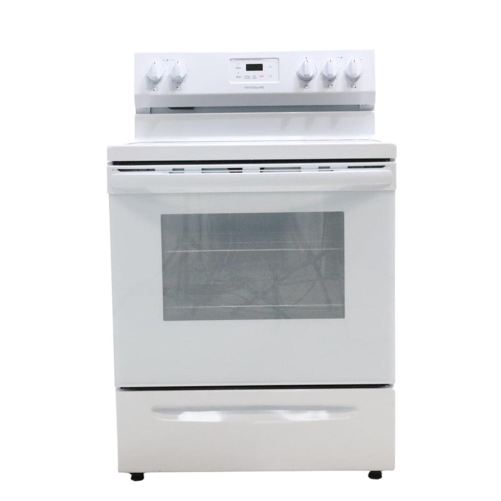 Pictures of Frigidaire White 30 inch 5.3 cu. ft. 5-Burner Element Electric Range with Manual Clean FCRE3052AW - Scratch & Dent - (Minor) - Neu Appliance Outlet - Discount Appliance Outlet in Austin, Tx