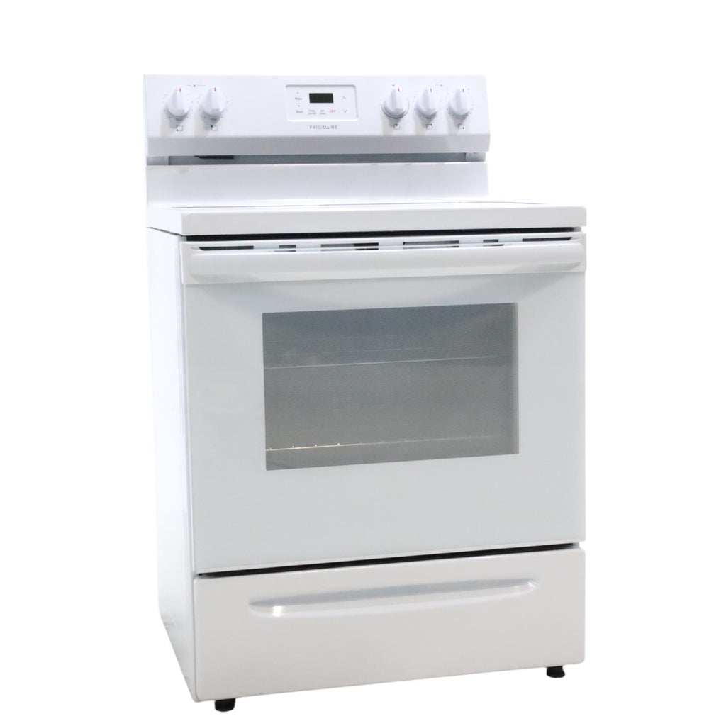 Pictures of Frigidaire White 30 inch 5.3 cu. ft. 5-Burner Element Electric Range with Manual Clean FCRE3052AW - Scratch & Dent - (Minor) - Neu Appliance Outlet - Discount Appliance Outlet in Austin, Tx