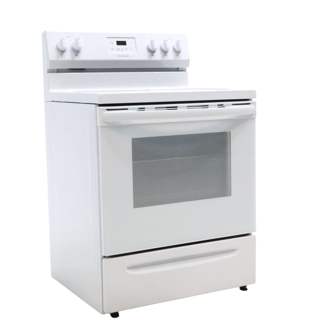 Pictures of Frigidaire White 30 inch 5.3 cu. ft. 5-Burner Element Electric Range with Manual Clean FCRE3052AW - Scratch & Dent - (Minor) - Neu Appliance Outlet - Discount Appliance Outlet in Austin, Tx