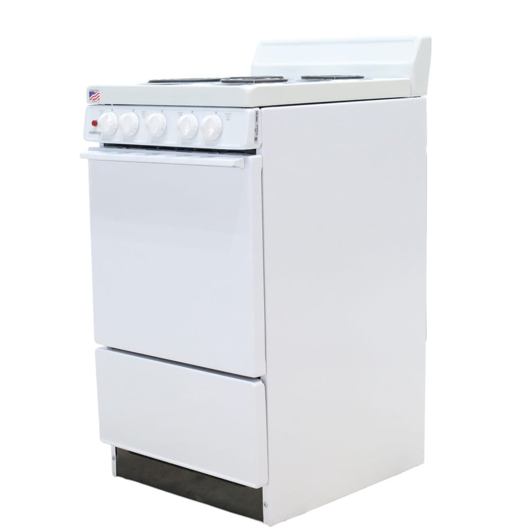 Pictures of Holiday White 20-in 4 Burners 2.4-cu ft Freestanding Electric Range EAK10MOO - Open Box - Neu Appliance Outlet - Discount Appliance Outlet in Austin, Tx