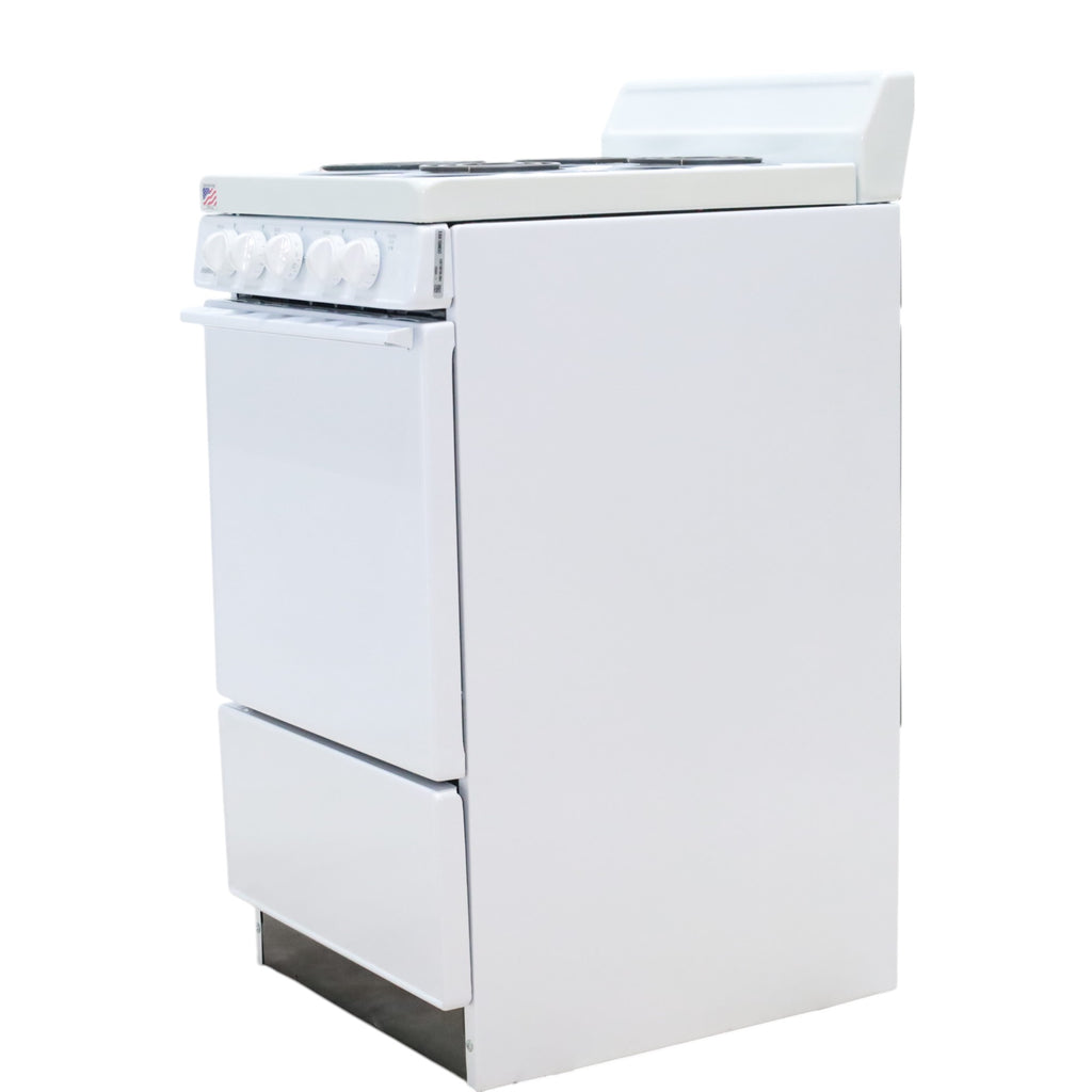 Pictures of Holiday White 20-in 4 Burners 2.4-cu ft Freestanding Electric Range EAK10MOO - Open Box - Neu Appliance Outlet - Discount Appliance Outlet in Austin, Tx