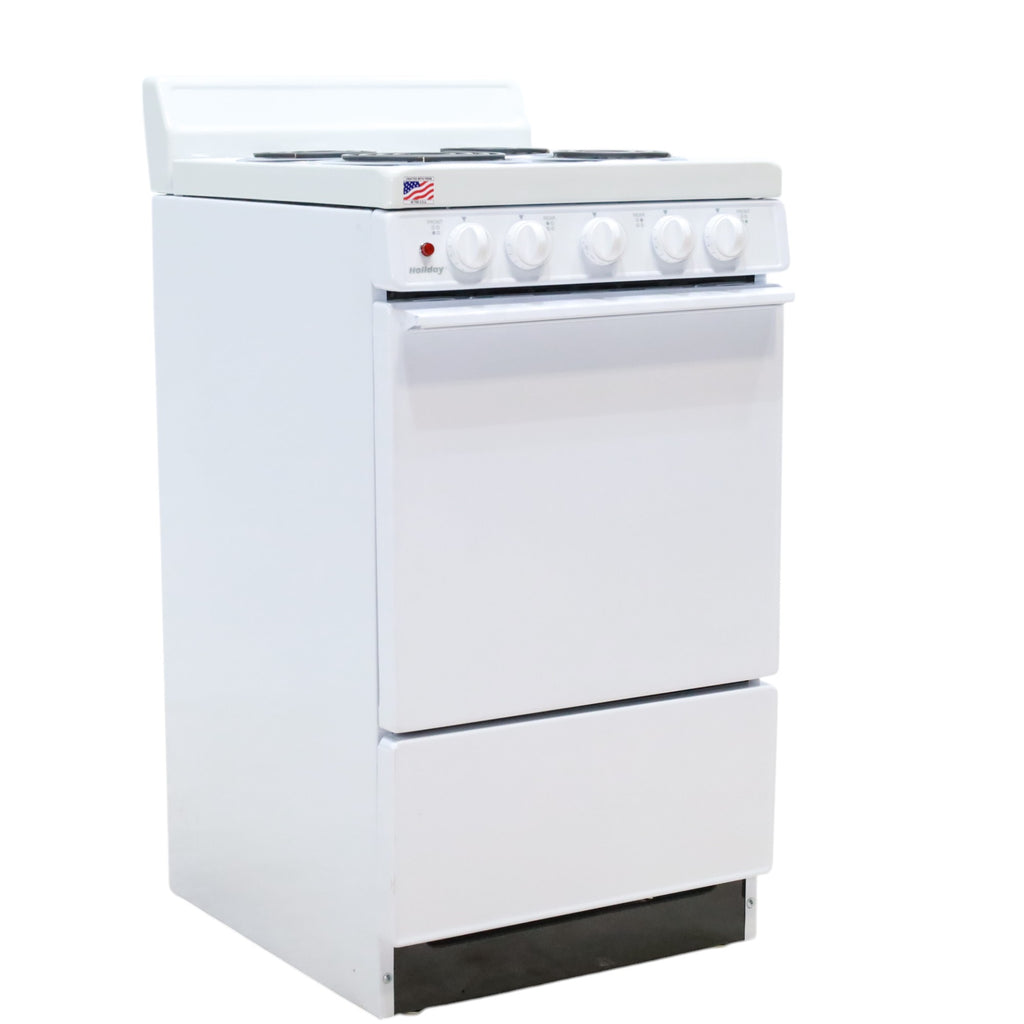 Holiday White 20-in 4 Burners 2.4-cu ft Freestanding Electric Range EAK10MOO - Open Box