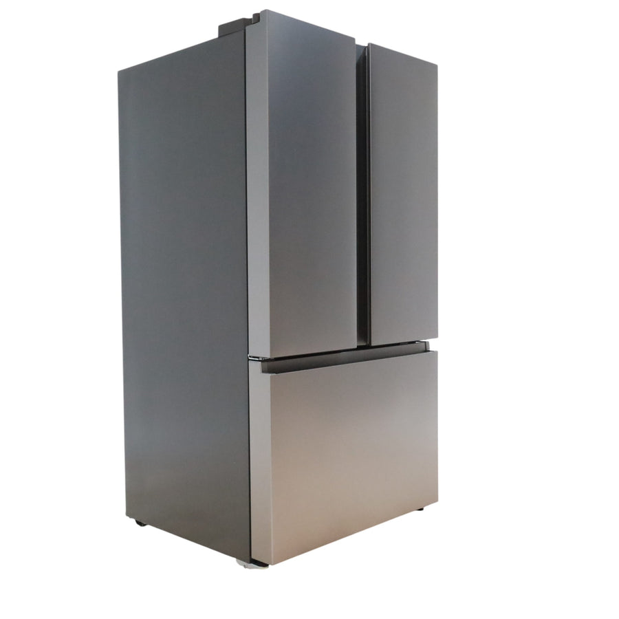 Fingerprint Resistant Brushed Steel ENERGY STAR Hisense 26.6 cu. ft. 3 Door French Door Refrigerator with Icemaker and Internal Water Dispenser - Scratch & Dent - Minor