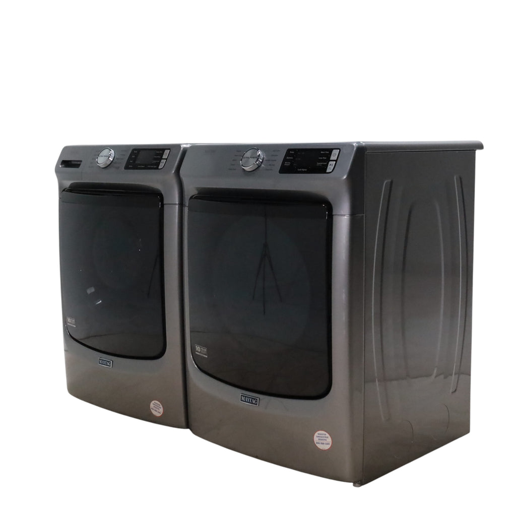 Maytag Metallic Slate 4.5-cu ft High Efficiency ENERGY STAR Stackable Steam Cycle Front-Load Washer with Maytag® Commercial Technology and Maytag 7.3-cu ft Stackable Vented ENERGY STAR Electric Dryer -  Scratch & Dent - Minor