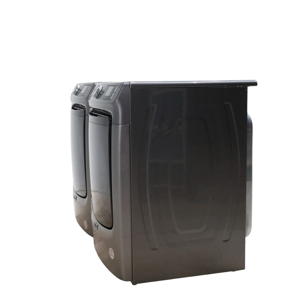 Pictures of Maytag Metallic Slate 4.5-cu ft High Efficiency ENERGY STAR Stackable Steam Cycle Front-Load Washer with Maytag® Commercial Technology and Maytag 7.3-cu ft Stackable Vented ENERGY STAR Electric Dryer - Scratch & Dent - Minor - Neu Appliance Outlet - Discount Appliance Outlet in Austin, Tx
