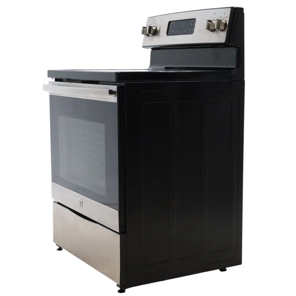 Pictures of Stainless Steel GE 5.3 cu. ft. Freestanding 4 Heating Element Smooth Cooktop Electric Range with Dual Element Baking - Certified Refurbished - Neu Appliance Outlet - Discount Appliance Outlet in Austin, Tx