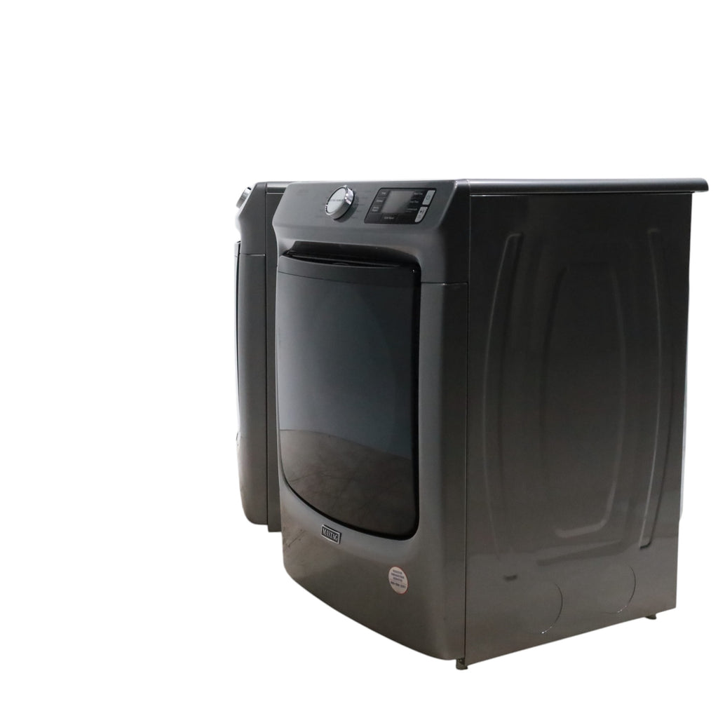 Maytag Metallic Slate 4.5-cu ft High Efficiency ENERGY STAR Stackable Steam Cycle Front-Load Washer with Maytag® Commercial Technology and Maytag 7.3-cu ft Stackable Vented ENERGY STAR Electric Dryer -  Open Box