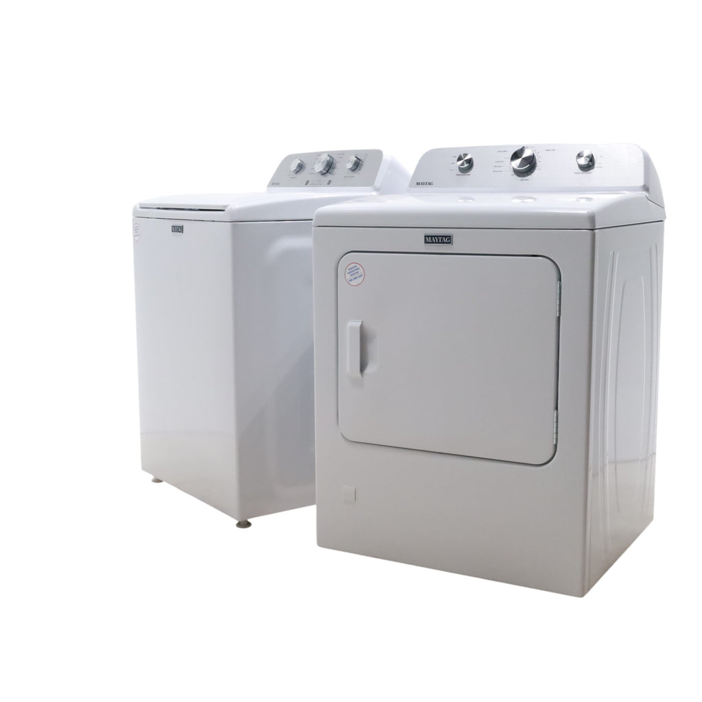 Maytag 4.5 cu. ft. Top Load Washer with Power Agitator and 7.0 cu. ft. Gas Dryer with Reversible Door MVW4505MW / MGD4500MW- Open Box