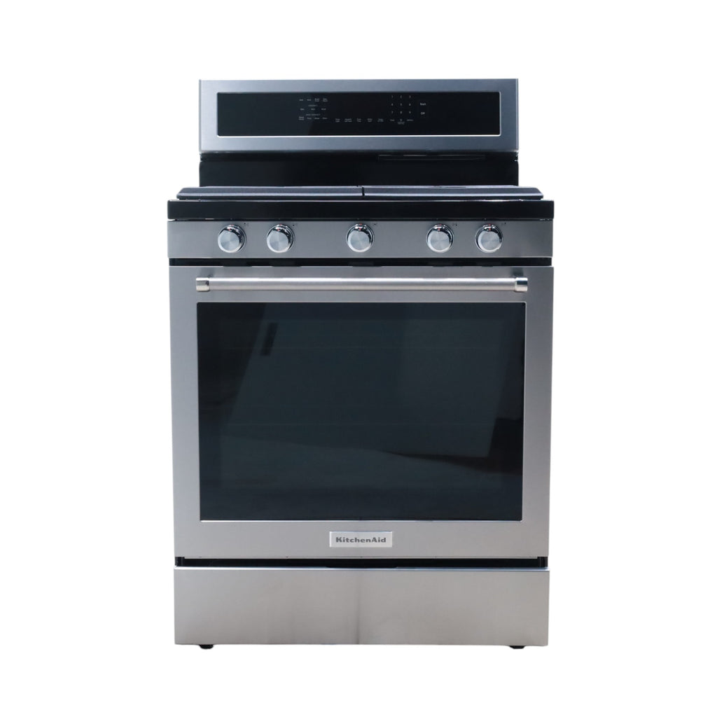 Pictures of Stainless Steel with Printshield Finish KitchenAid 30-in 5 Burners 5.8-cu ft Self-cleaning Convection Oven Freestanding Natural Gas Range - Scratch & Dent - Minor - Neu Appliance Outlet - Discount Appliance Outlet in Austin, Tx