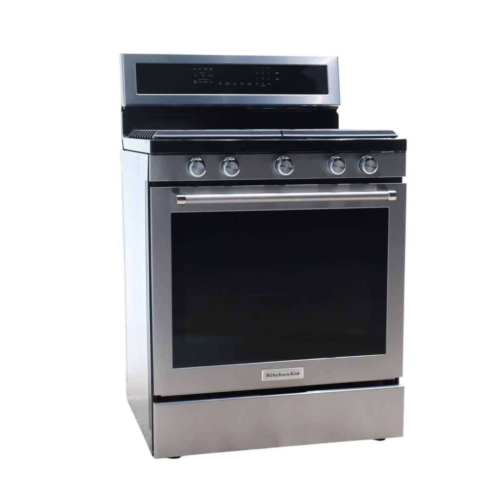 Pictures of Stainless Steel with Printshield Finish KitchenAid 30-in 5 Burners 5.8-cu ft Self-cleaning Convection Oven Freestanding Natural Gas Range - Scratch & Dent - Minor - Neu Appliance Outlet - Discount Appliance Outlet in Austin, Tx