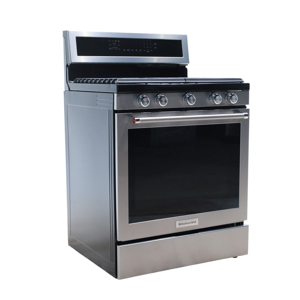 Pictures of Stainless Steel with Printshield Finish KitchenAid 30-in 5 Burners 5.8-cu ft Self-cleaning Convection Oven Freestanding Natural Gas Range - Scratch & Dent - Minor - Neu Appliance Outlet - Discount Appliance Outlet in Austin, Tx